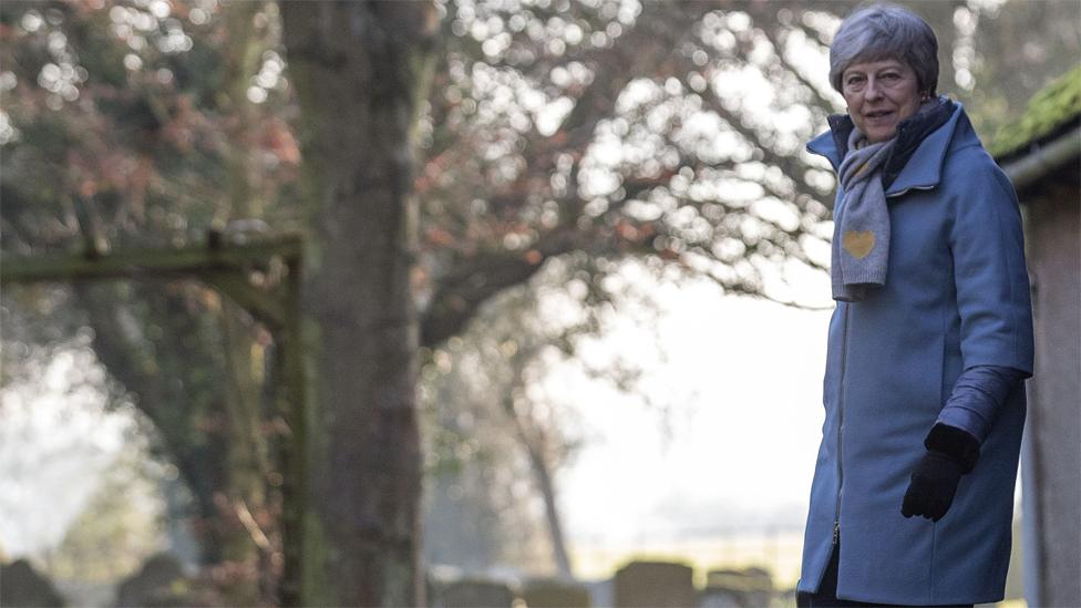 Theresa May pictured after attending church near her Maidenhead constituency