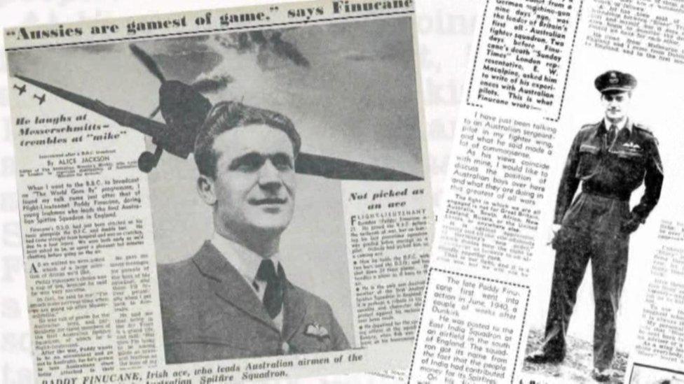 A newspaper clipping about Spitfire Paddy