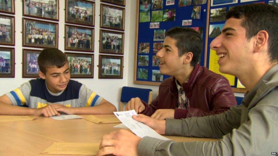 The three boys with their results