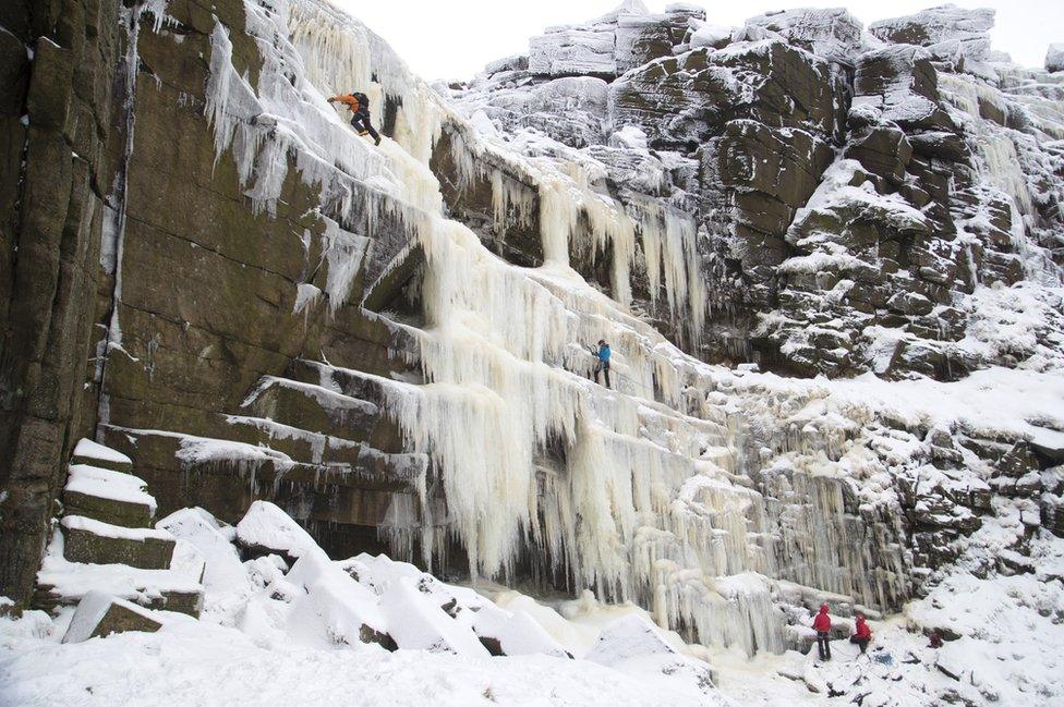 Climbers at Kinder Downfall