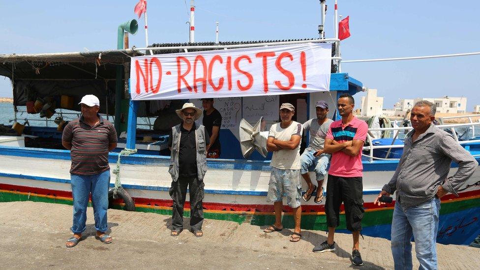 Tunisian fishermen in Zarzis protest against arrival of C-Star