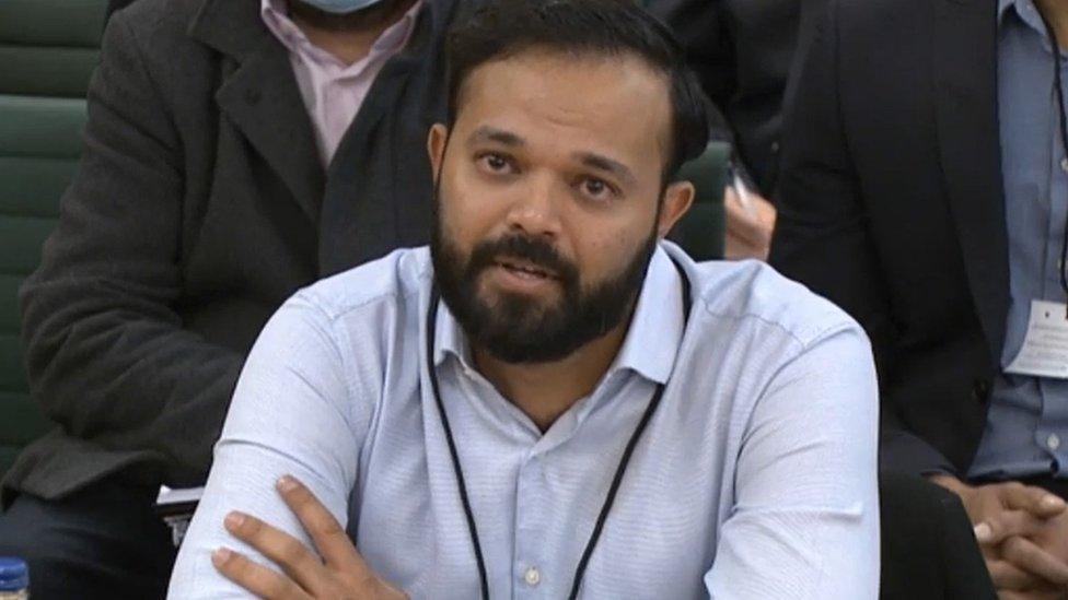 former Yorkshire cricketer Azeem Rafiq, speaking to a committee of MPs