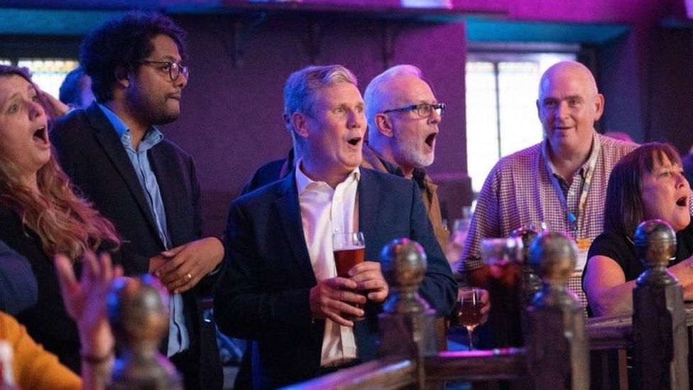 Keir Starmer watching his team, Arsenal, beat North London rivals Tottenham 3-1 on Sunday