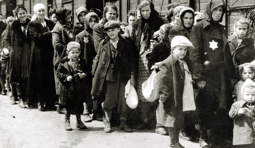 Hungarian Jews arrive at Auschwitz in July 1944