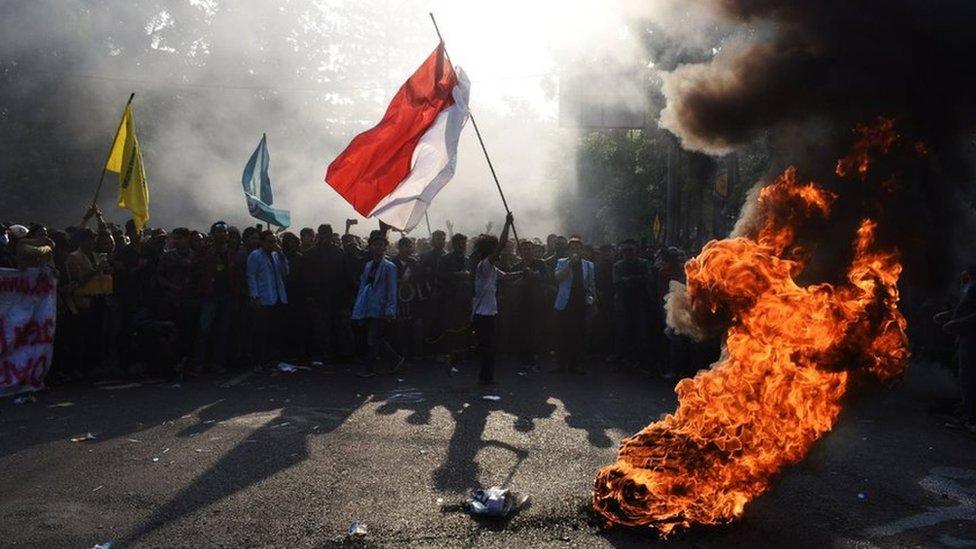 Protesters in Bandung