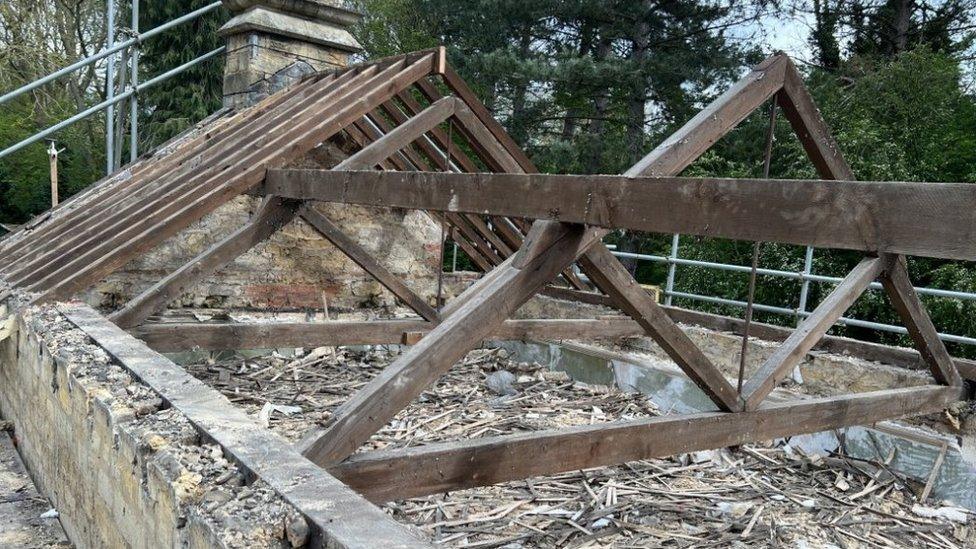 Roof timbers at the station