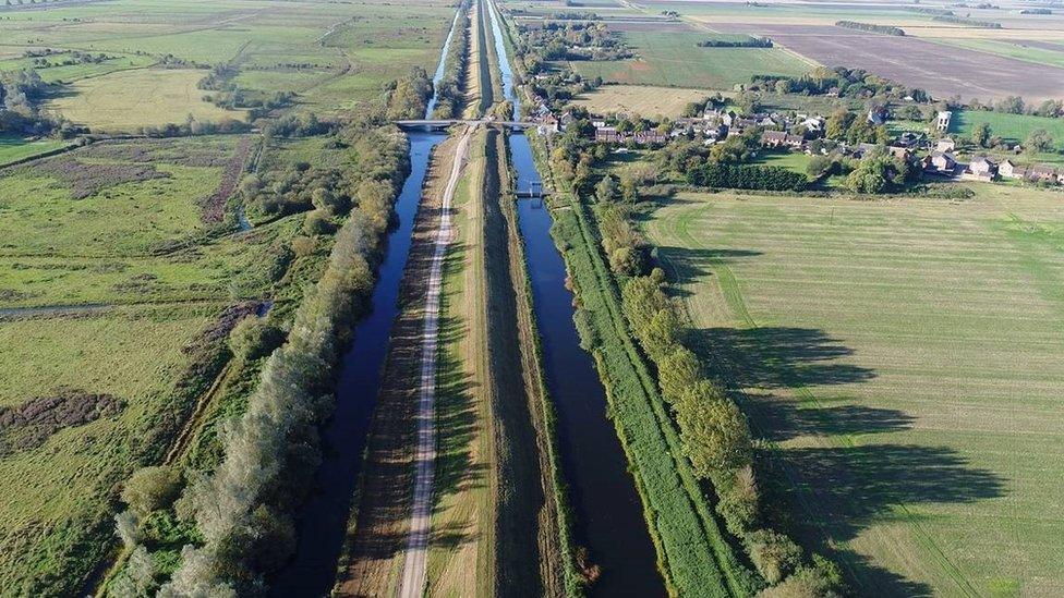 View above the Ouse Washes at Welney