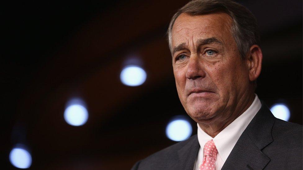 John Boehner at a press conference announcing resignation