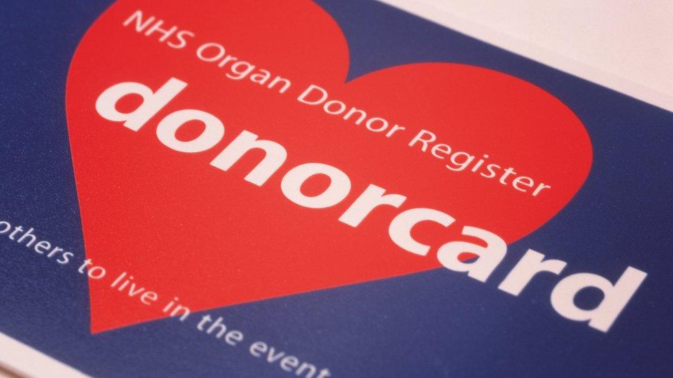 NHS organ donor register card