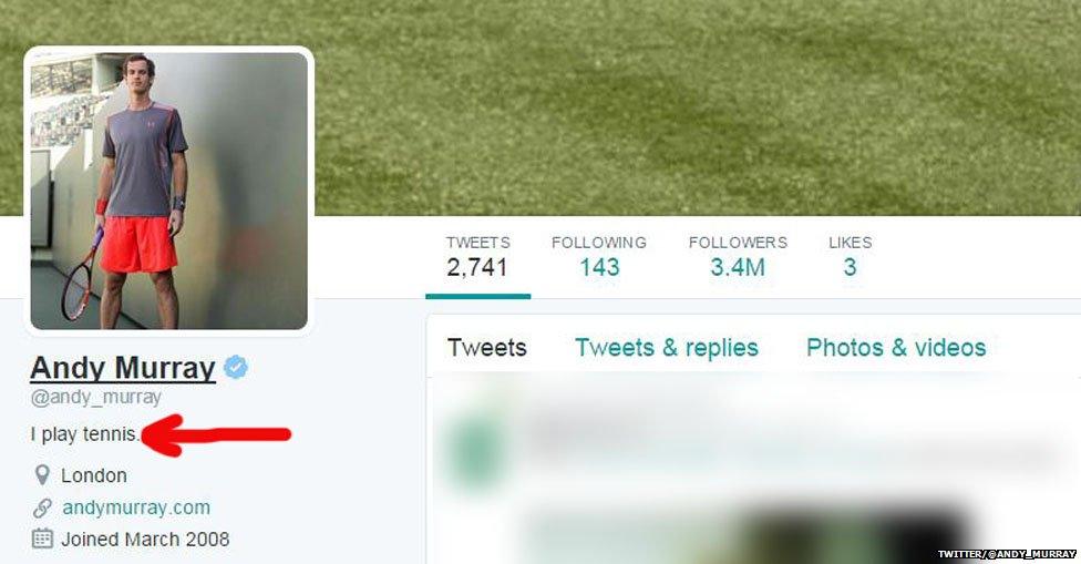 Andy Murray's Twitter bio