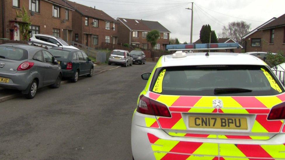 police car on Heol Fawr, Caerphilly