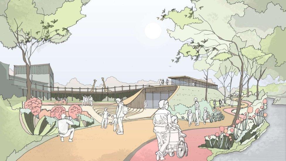 Artist impression of the proposed visitor hub and education centre