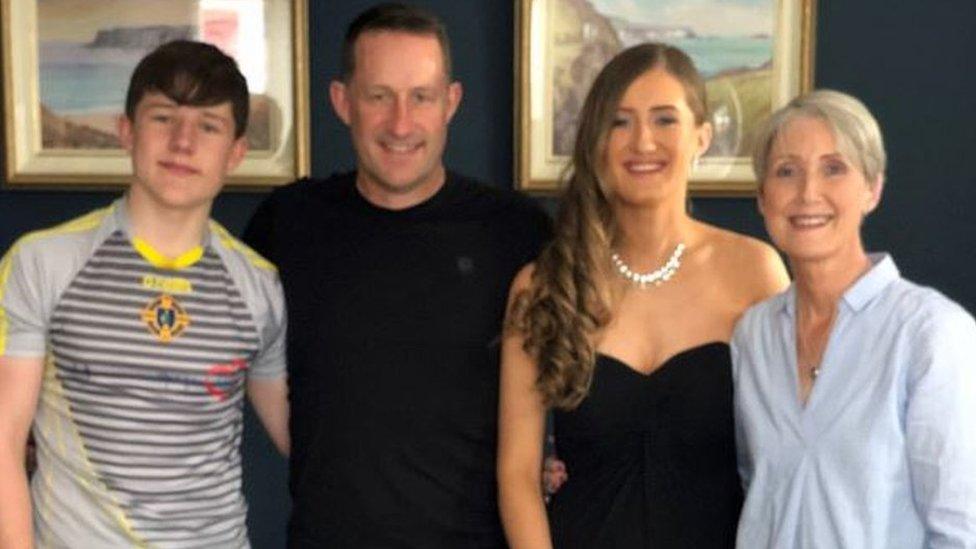 Sonia Kinsella with her husband Philip and children Cathal and Aisling