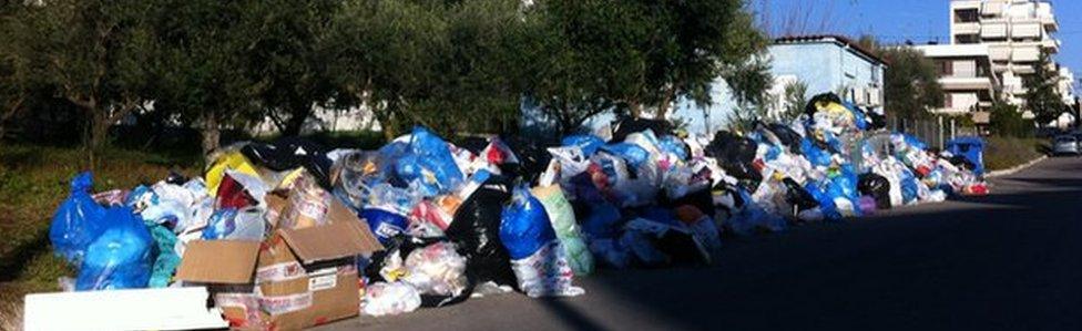 Rubbish on a street in Pyrgos (file pic)