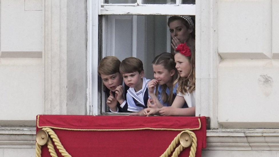 Prince George, Prince Louis, Princess Charlotte, Mia Grace Tindall and Princess Beatrice