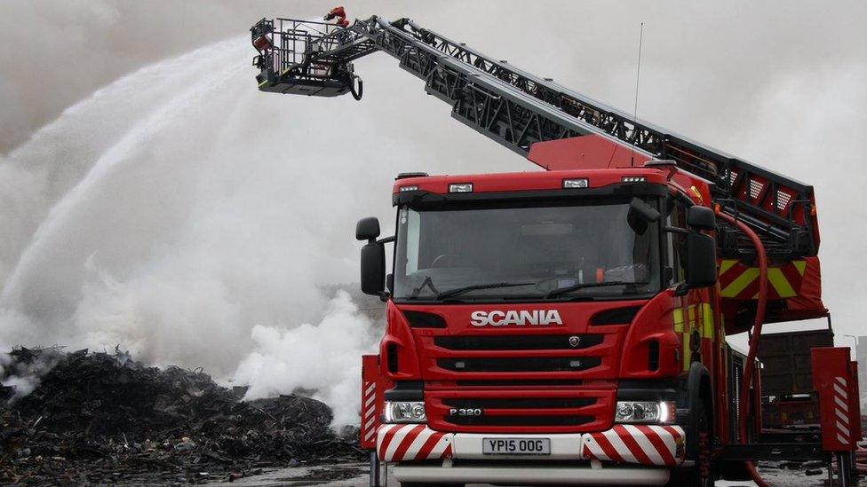 More than 30 firefighters attended the blaze at its height, and about 20 were still on site on Tuesday