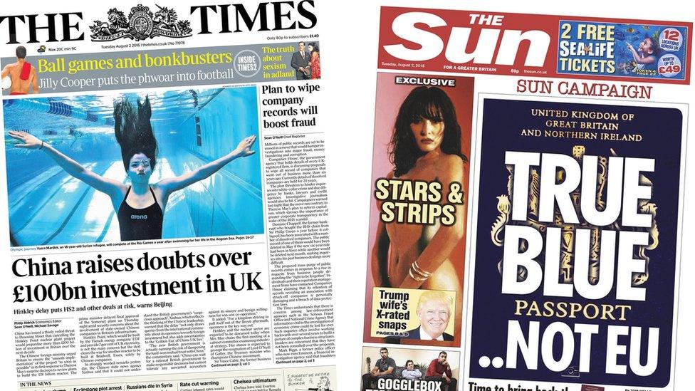 Times/Sun front pages