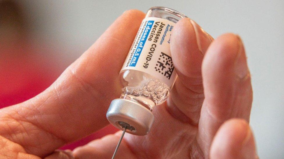 Crystal Jones, 52, loads syringes with the vaccine on the first day of the Johnson and Johnson vaccine being made available to residents.