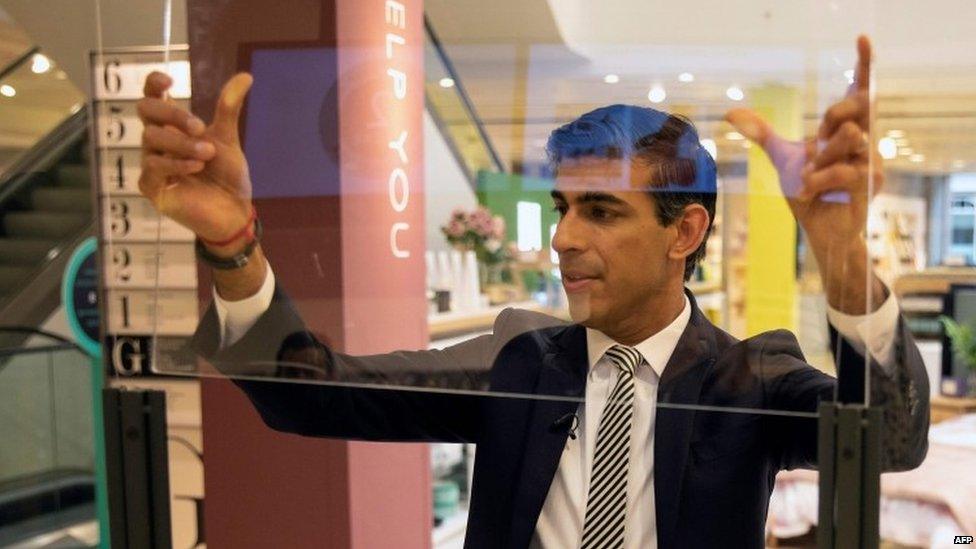 Chancellor Rishi Sunak on a visit to a shopping centre