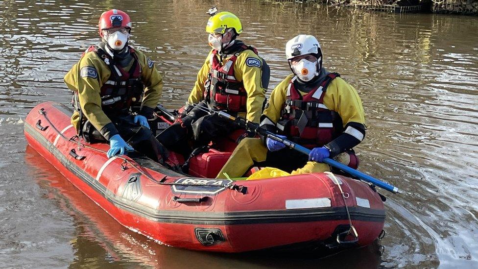 RSPCA officers on the River Weaver at Winsford Marina