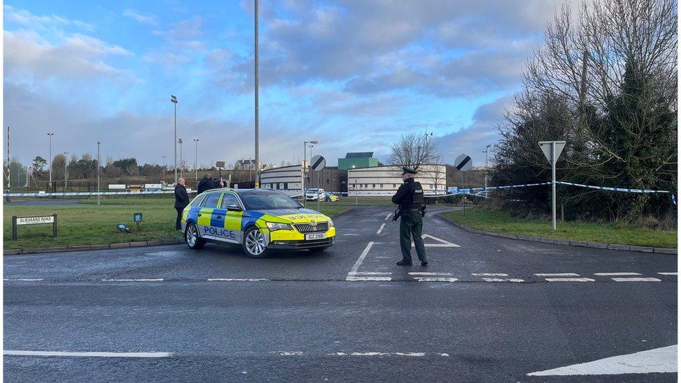 Police at the scene of Omagh shooting