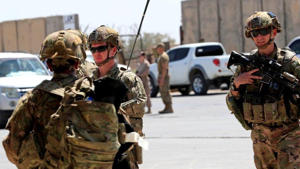 US soldiers are seen during a handover ceremony of Taji military base to Iraqi forces (23 August 2020)