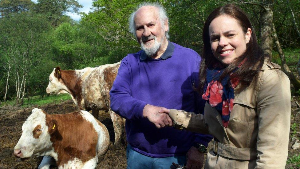 Crofter Duncan MacLennan and Kate Forbes