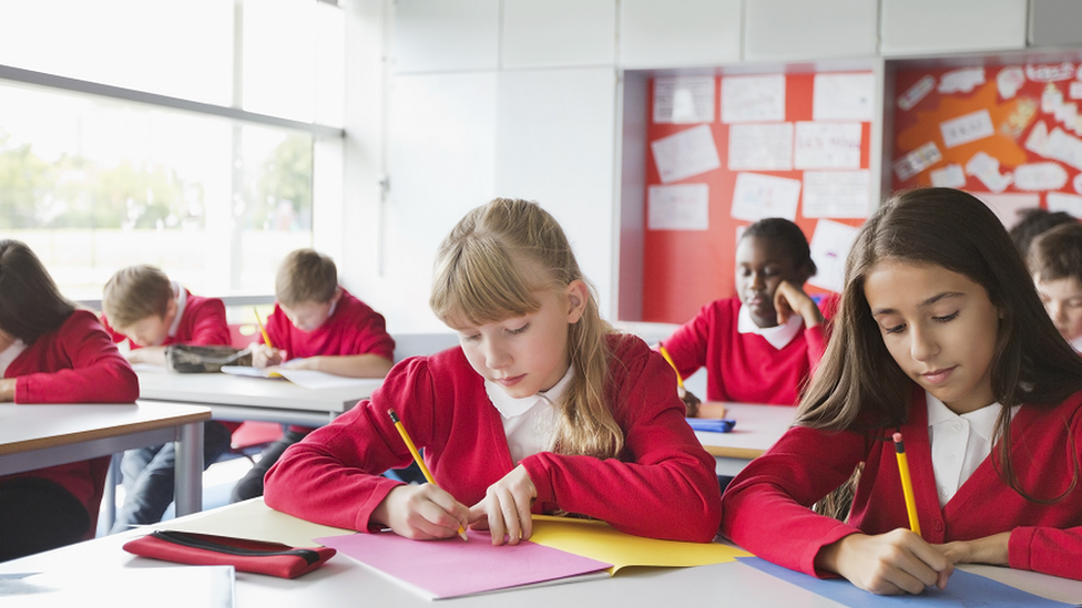 A stock image of school children