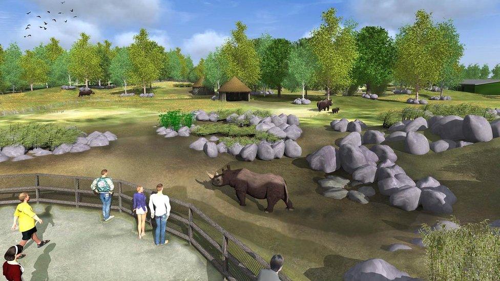 Artist's impression of new 'African Plains' enclosure at Yorkshire Wildlife Park