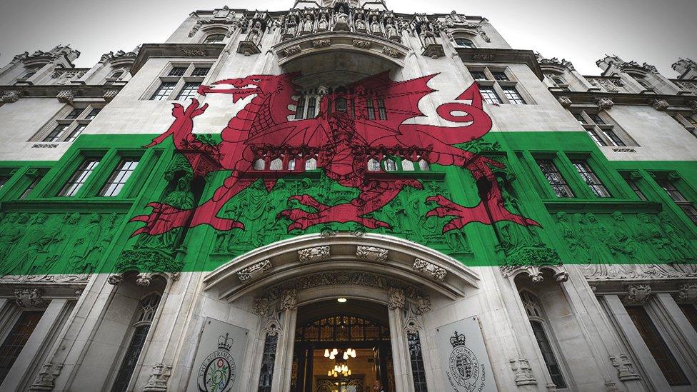 Welsh flag superimposed on the Supreme Court