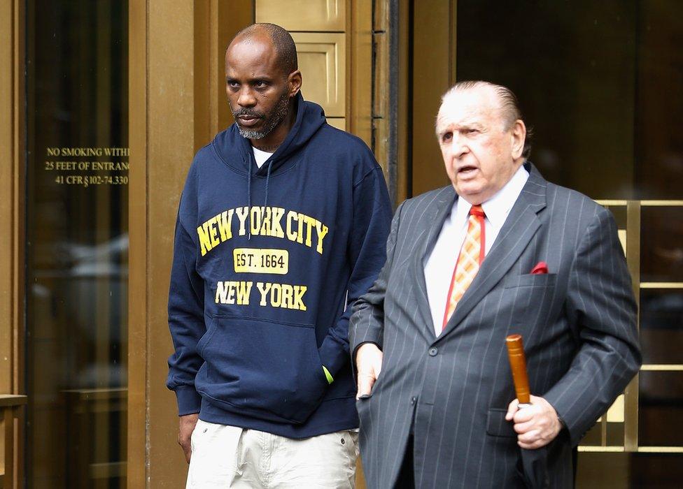 DMX leaving court with his lawyer Murray Richman