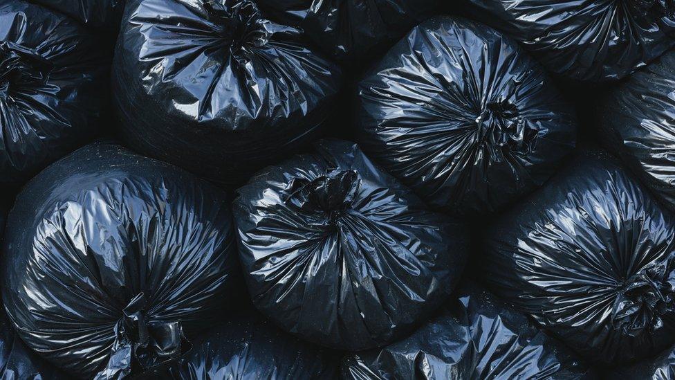 Filled bin bags