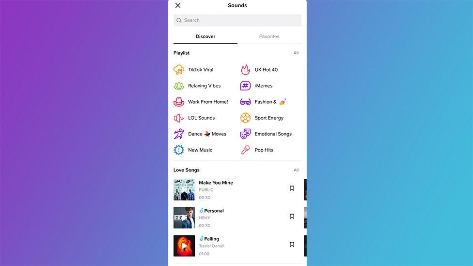 Screenshot of TikTok sound screen