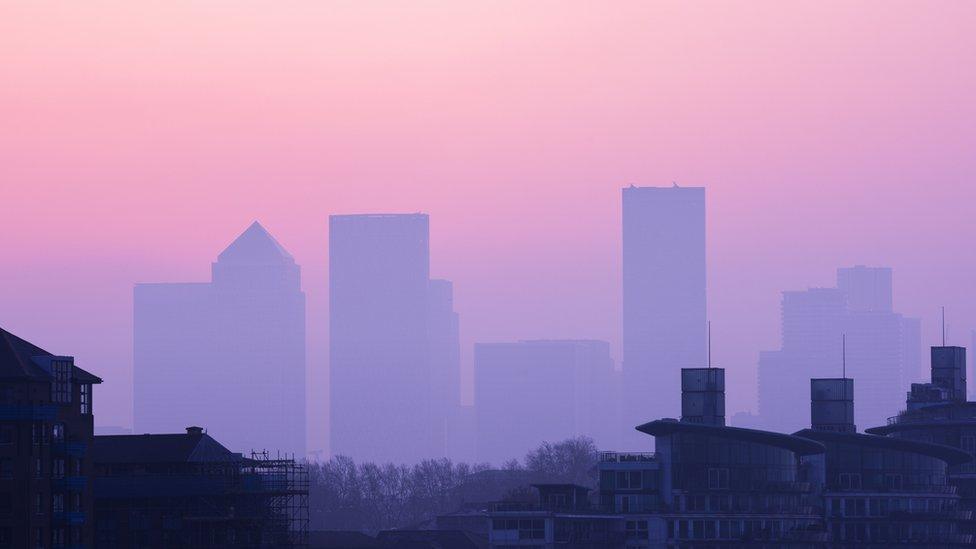 smog above london skyline