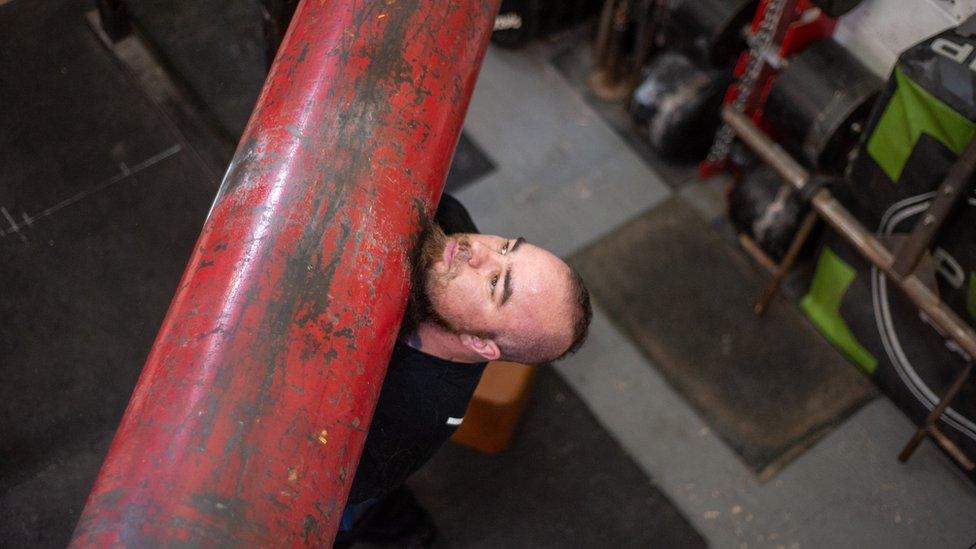 Mikey Lane training in his gym