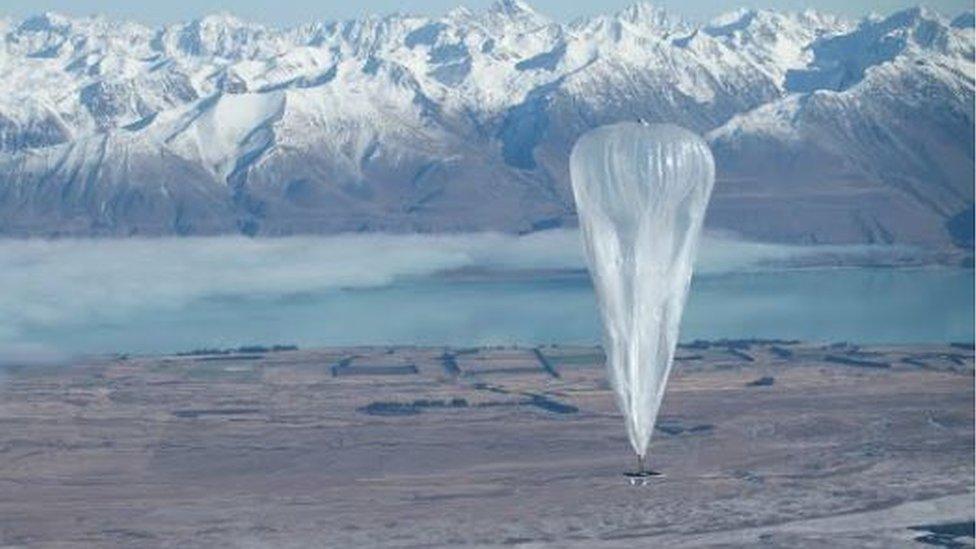 Project Loon balloon over mountains