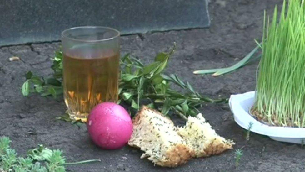 Offerings at a Georgian grave