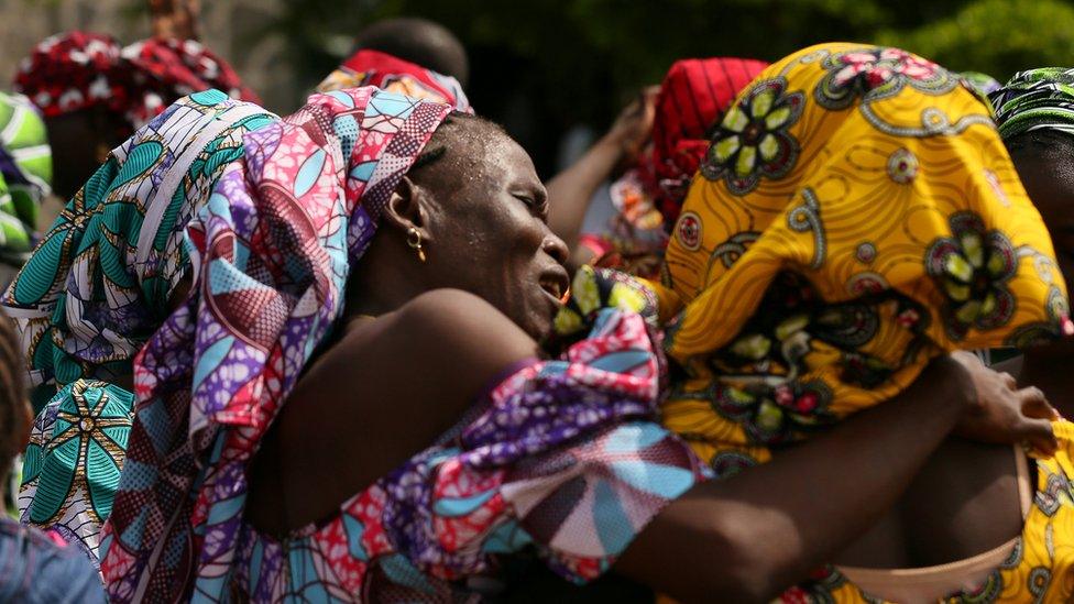 Schoolgirls kidnapped by Boko Haram are reunited with their relatives in Abuja, 2017