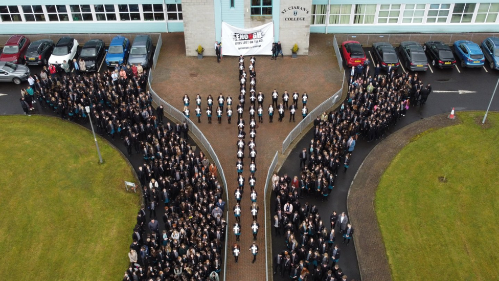 St Ciaran's College pupils A5 protest