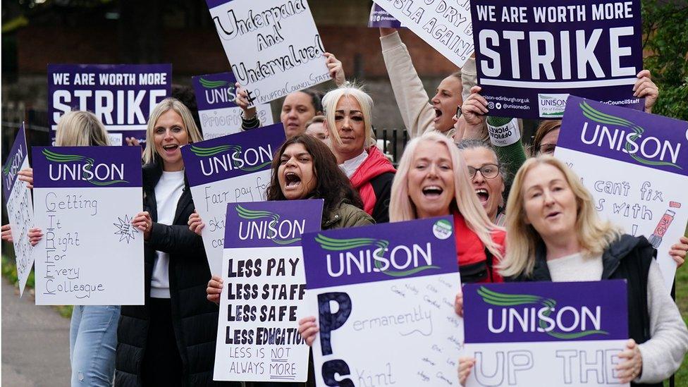 Striking Unison members