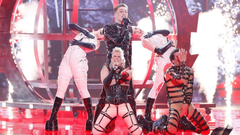 Picture of Hatari at the Eurovision SOng