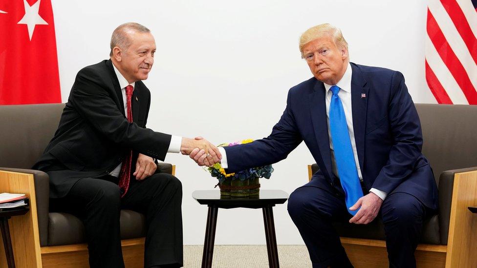 President Erdogan and President Trump at a bilateral meeting in Osaka, 29 June 2019