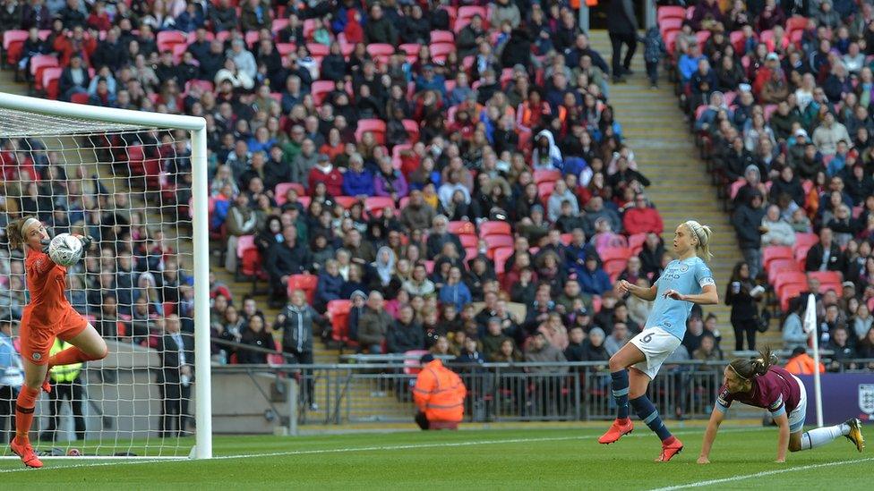 Jane Ross of West Ham United first half effort on goal during the Women's FA Cup Final