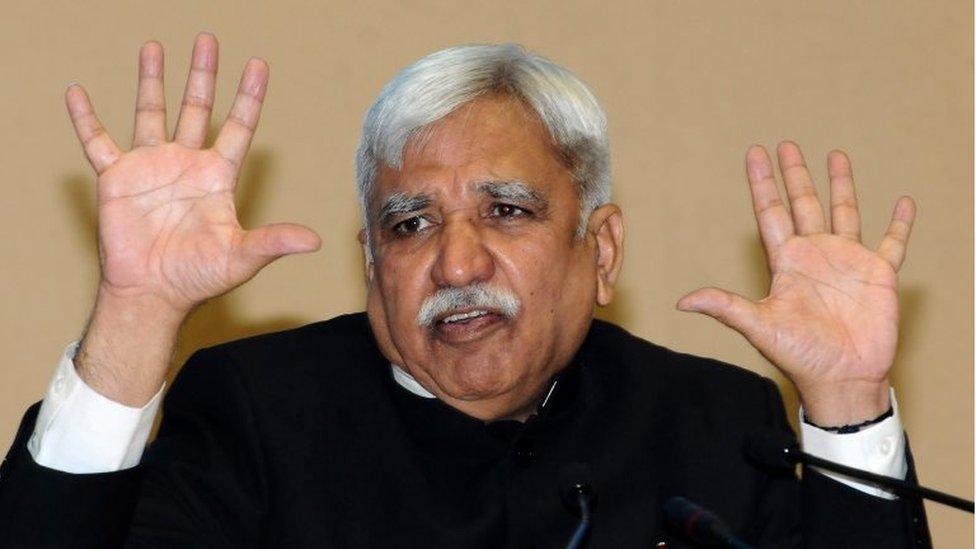 India's Chief Election Commissioner Sunil Arora addresses a press conference in New Delhi, India, 10 March 2019. The Chief Election Commissioner has announced that the polls for the upcoming general elections will be held from 11 April 2019 onwards in seven phases with counting of votes scheduled to take place on 23 May 2019