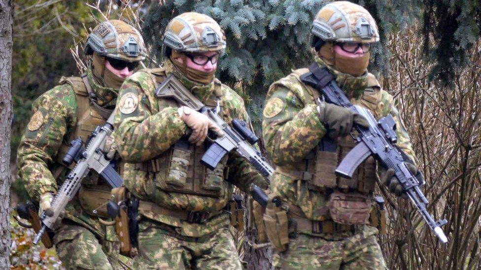 Ukrainian soldiers take part in drills near Crimea, February 2022