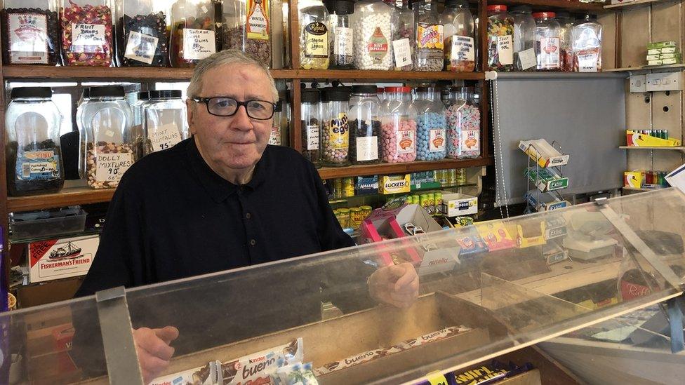 Dom Balestrazzi in his cafe