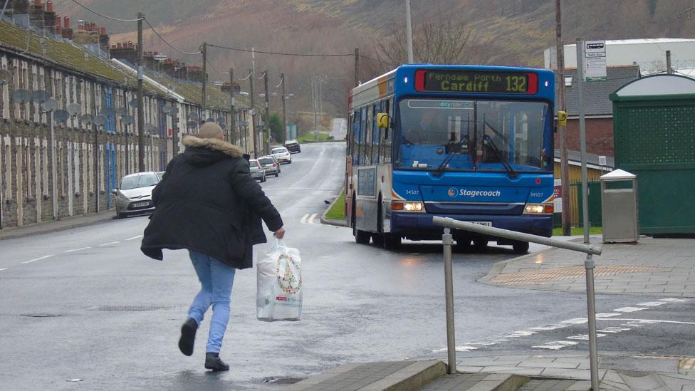 Maerdy street and bus