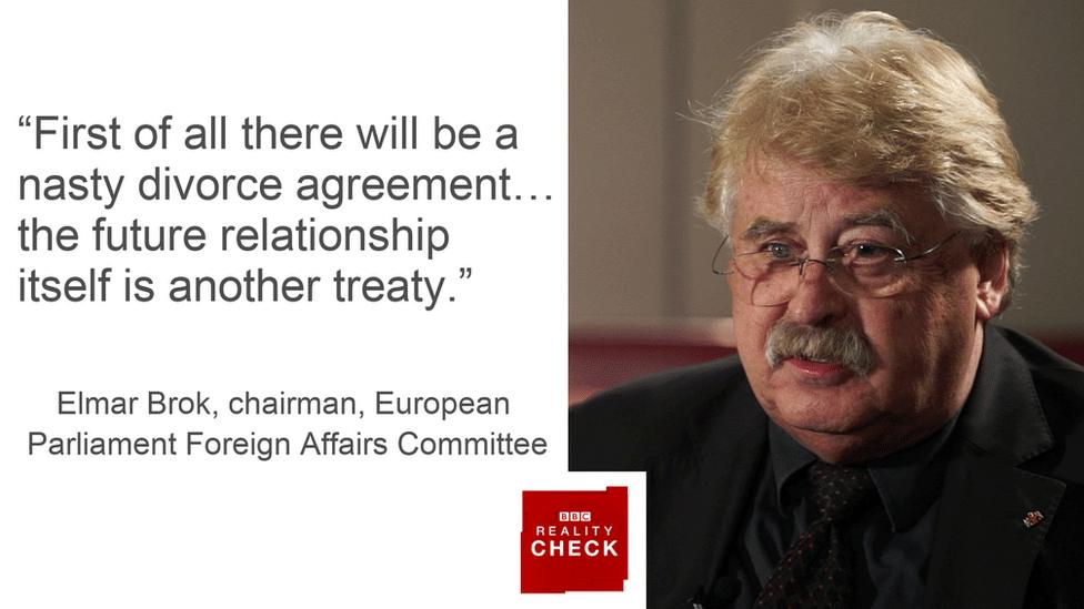 Elmar Brok saying: First of all there will be a nasty divorce agreement... the future relationship itself is another treaty