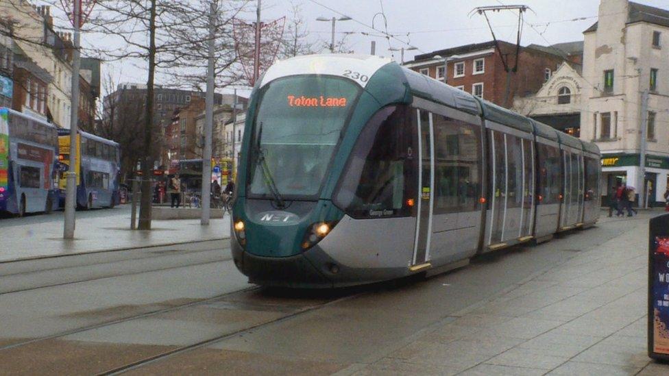 The tram line in Nottingham was extended in 2015 using revenue from the Workplace Parking Levy