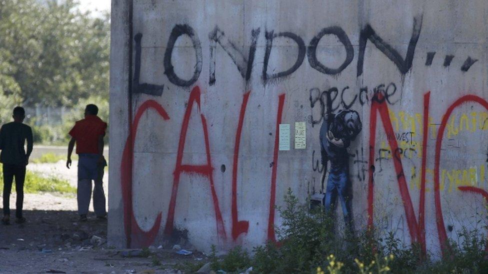 Graffiti in the Jungle migrant camp